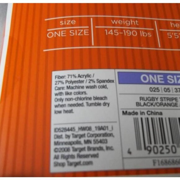 NIP NWT Halloween Black and Orange Striped Acrylic Knit Tights One Size - Picture 4 of 7